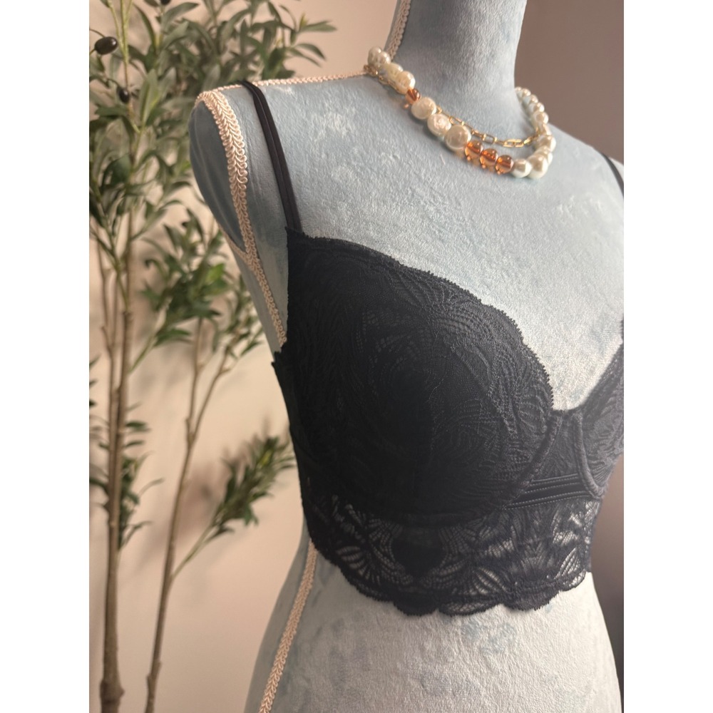 Cosabella Black Floral Lace Longline Underwire Bralette Adjustable Strap NEW 34D - Picture 9 of 12